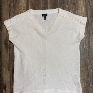 Jones New York White Textured V-Neck Top